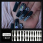 24pc/set Fashion Almond Press On Nails Art Halloween Black Ghost Design Fake Nail Pumpkin Castle Pattern Glossy False Nails Tips