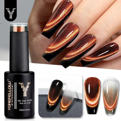 YOKEFELLOW 2024 New Dreamland Cat Eye Gel Nail Polish 10ml Dual Gloss Dreamland Color Soak Off Cat Magnetic UV Gel Varnish DIY