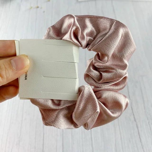 2023 Women Fashion Silk Scrunchie With Rhinestones Elastic Satin Hair Band Girls Big Hair Tie Balck Crunchy For Hair Accessories