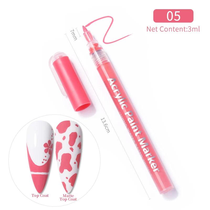 Nail Art Drawing Graffiti Pen Waterproof Painting Liner Brush DIY 3D Abstract Lines Fine Details Flower Leaf Nail Manicure Tools