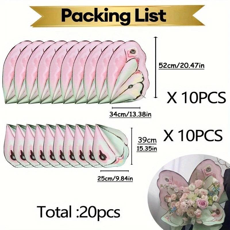 10sets Korean Butterfly Flower Wrapping Paper Waterproof Rose Bouquet Packing Paper for Wedding Birthday Party Decor