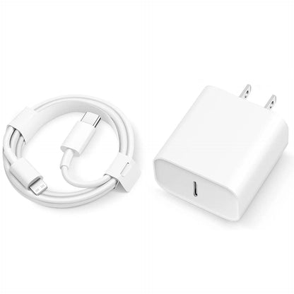 PD 20W Fast Charging US Charger Plug with 1M/3FT Cable for iPhone iPad