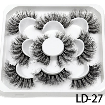 5 Pairs 25mm 3D Mink Eyelashes Bulk Russian roll Fluffy Natural False Eyelash Dramatic Mink lashes Makeup tools Wholesale lashse