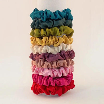 10pcs/pack Women Colorful Skinny Elastic Hair Band Solid Color Satin Scrunchies 6.5cm Small Hair Rope Simple Head Band Hair Tie