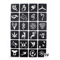 6 Types Option Small Glitter Tattoo Stencil Kids Cute Drawing Templates,Cat Flower Letter Airbrush Henna Tattoo Stencils