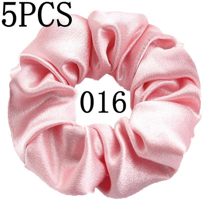 10/5pcs/lot Accessoires Women Girls Silky Satin Hair Scrunchies Solid Elastic Elegant Rubber Band Headwear Holder Scrunchy Black