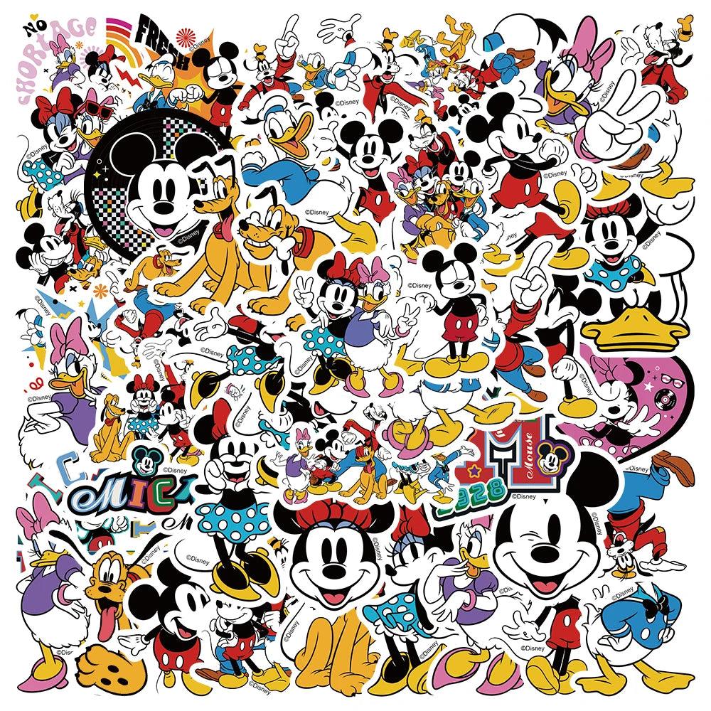 10/50/100pcs Disney Mix Cute Cartoon Micky Princess Stickers Graffiti Decal Laptop Luggage Skateboard Waterproof Sticker Kid Toy