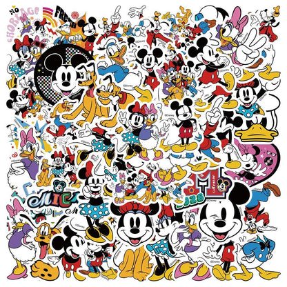 10/50/100pcs Disney Mix Cute Cartoon Micky Princess Stickers Graffiti Decal Laptop Luggage Skateboard Waterproof Sticker Kid Toy