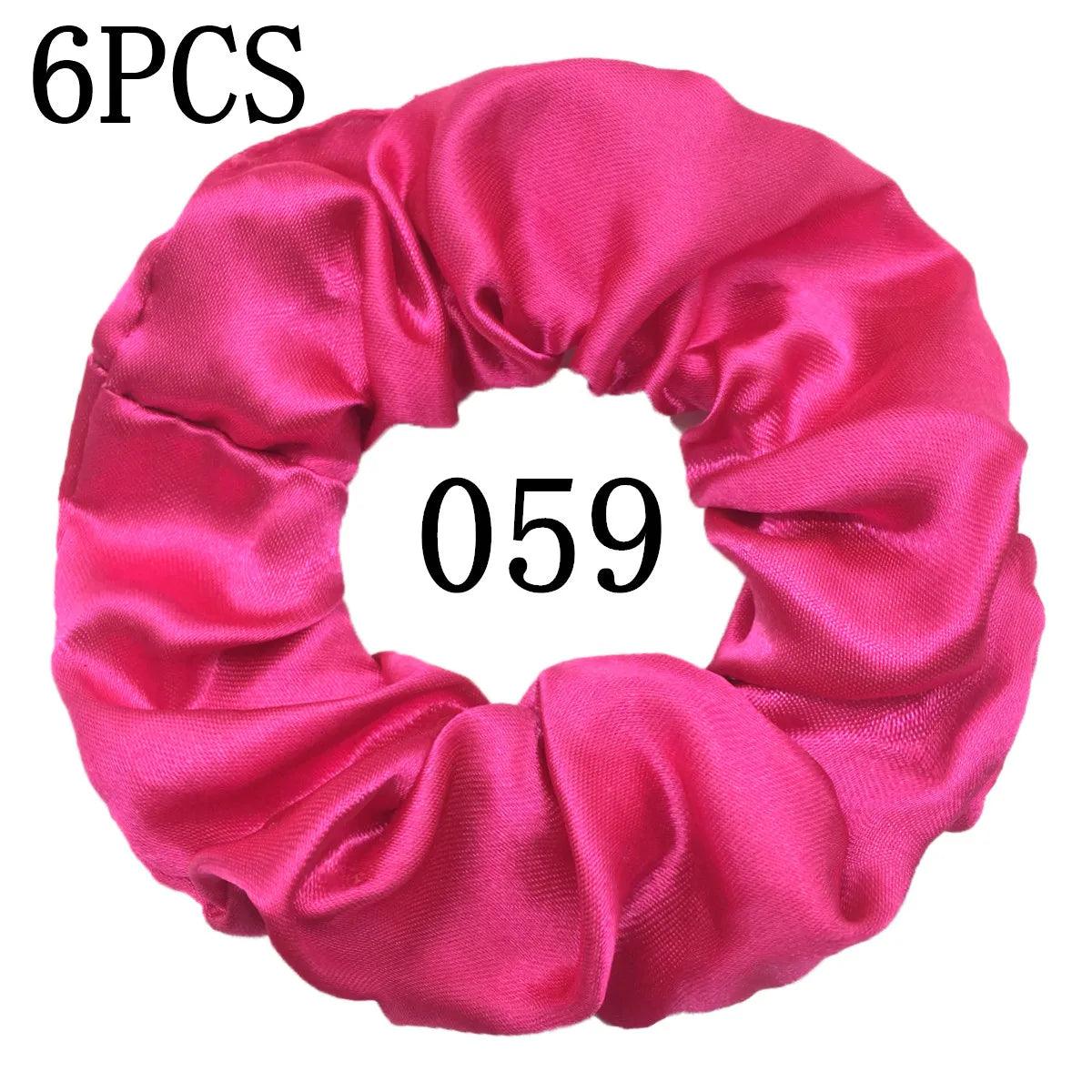 6pcs/lot Hair Scrunchies Bands Scrunchy Ties Ropes Ponytail Holder for Women or Girls Accessories Satin Headwear Solid 100 Color