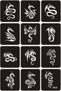 Reusable Glitter Tattoo Stencils Unicorn Dragon Butterfly Henna Airbrush Stencils for Finger Hands Arm Diy Body Art Women Men