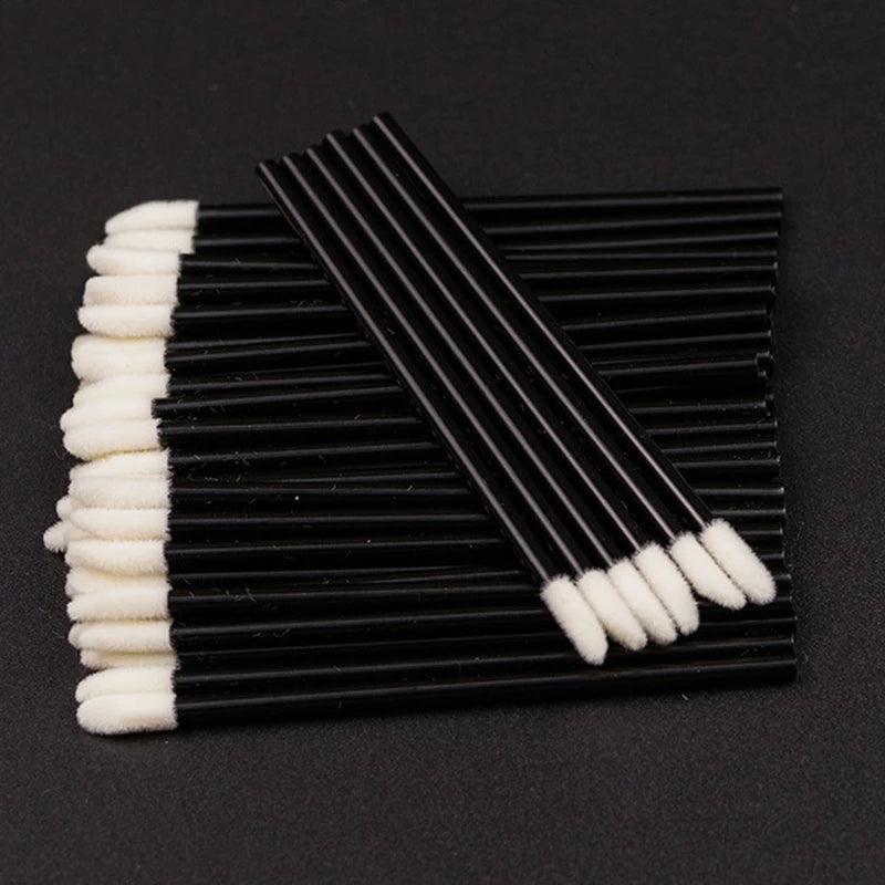 Kekelala 50Pcs Disposable Lip Brushes Lipstick Gloss Applicators Makeup Swabs Micro Cleaning Brush Tools For Eyelash Extension