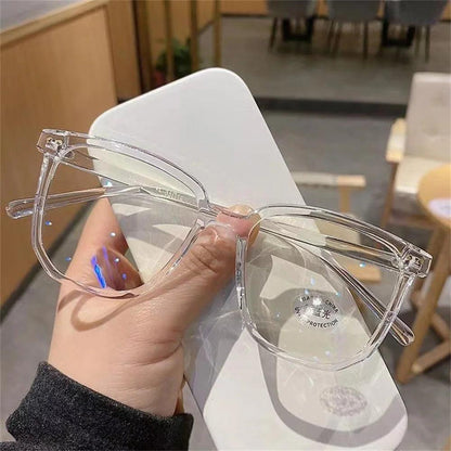 Large Square Frame Anti-Blue Light Glasses Fashion Retro Men Women Computer Gaming Eye Protection Classic Plain Glass Spectacles - HighGloss Shop