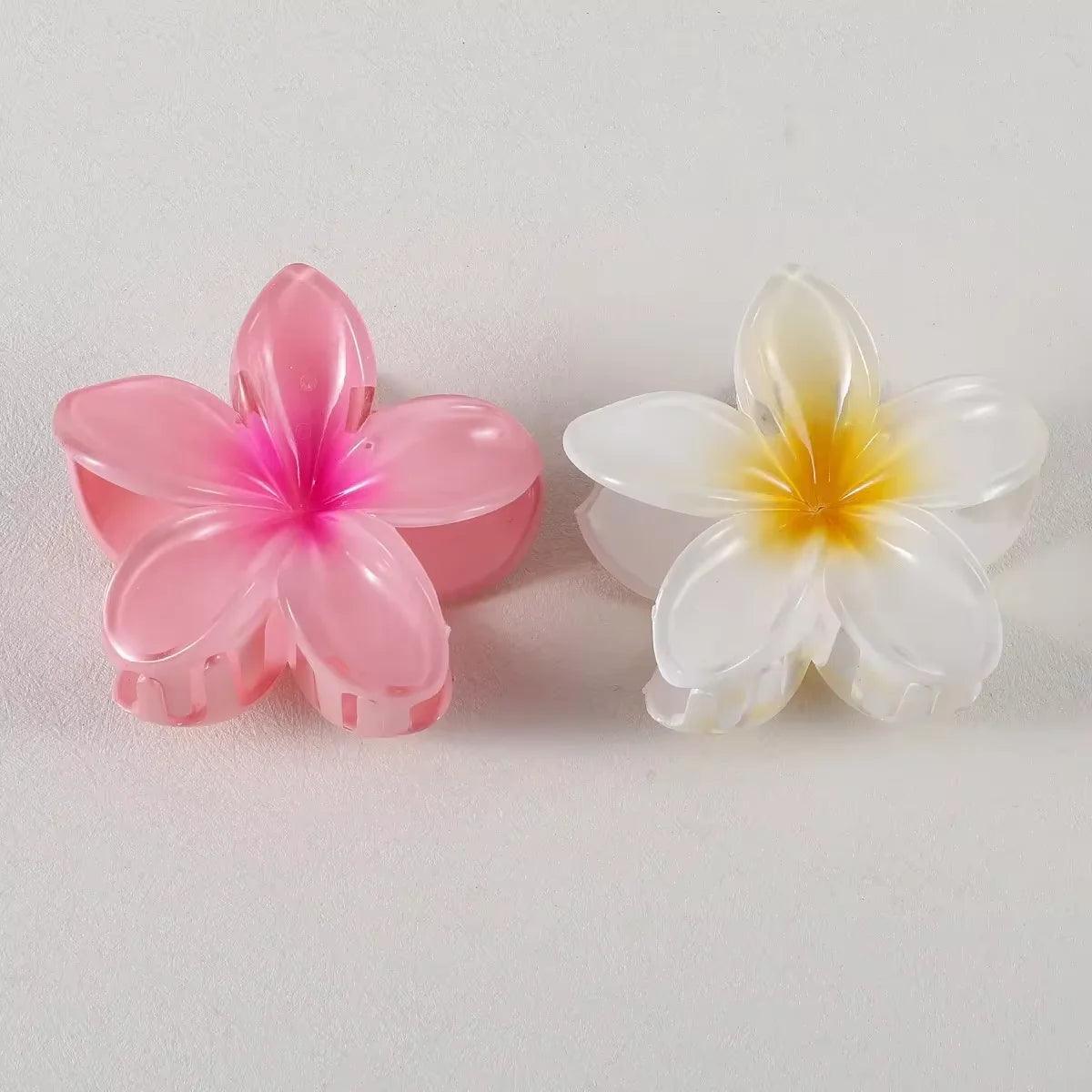 2/4/6pcs Fashion Women Flower Hair Claws Hawaiian Gradient Hair Clips Vacation Beach Style Hairpins Hair Accessories ﻿