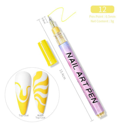 Nail Art Drawing Graffiti Pen Waterproof Painting Liner Brush DIY 3D Abstract Lines Fine Details Flower Leaf Nail Manicure Tools