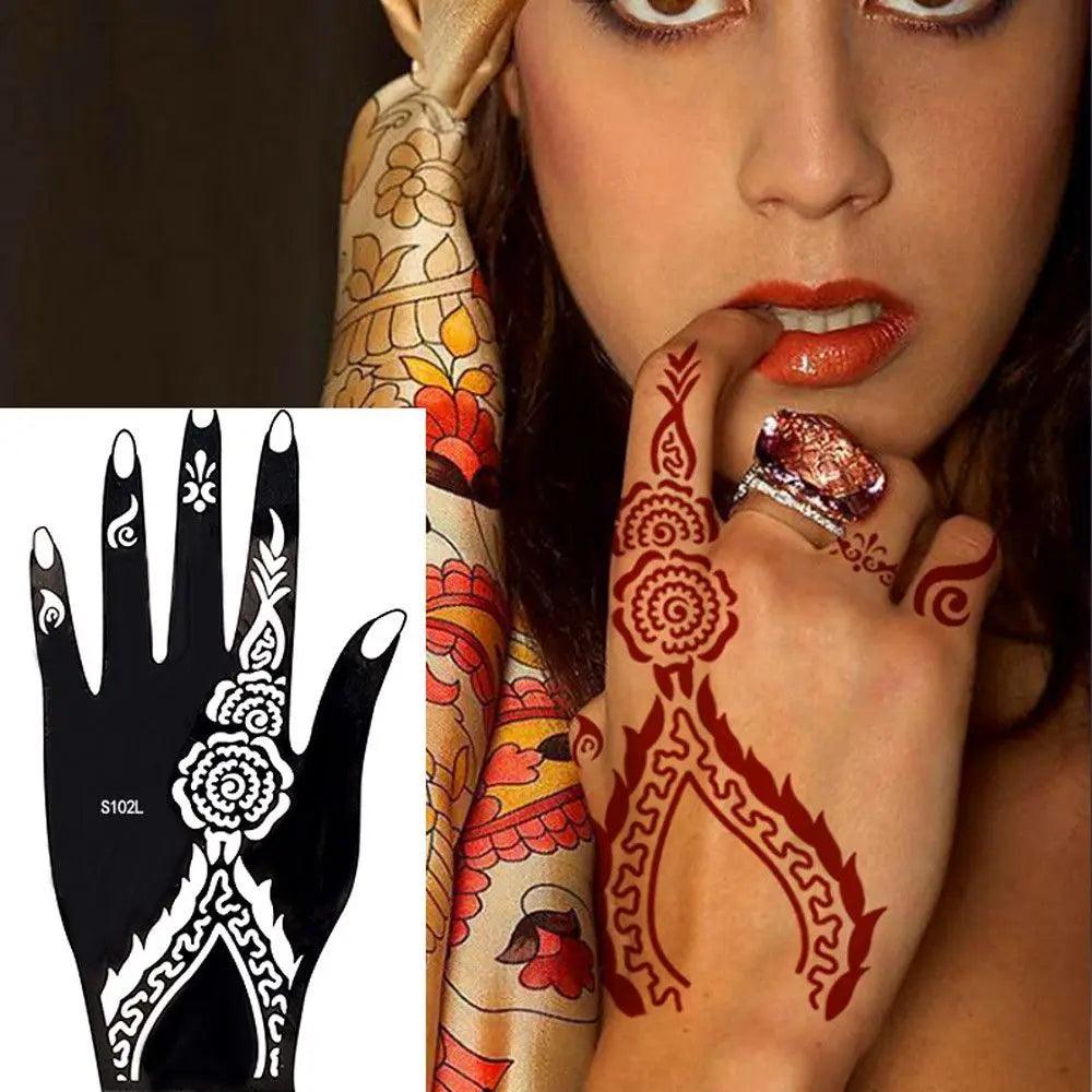 Temporary Tattoo Hollow Henna Palm Tattoo Stencil Professional Wedding Tool Hand Foot Body Art Sticker Tattoo Stencil Template