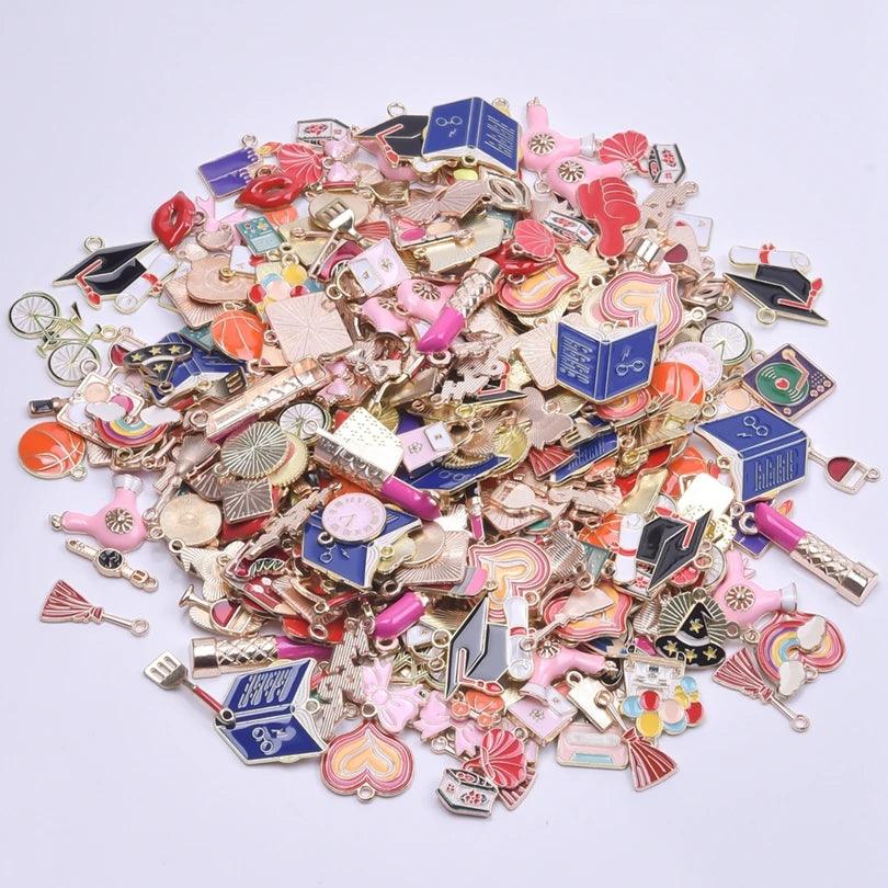 Bedeltjes Oil Drop Bowknot Heart Metal Charms For Jewelry Making Supplies Charms Wholesale Bulk 10/20/30/40pcs/Lot DIY Materials