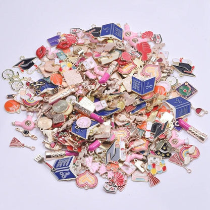 Bedeltjes Oil Drop Bowknot Heart Metal Charms For Jewelry Making Supplies Charms Wholesale Bulk 10/20/30/40pcs/Lot DIY Materials