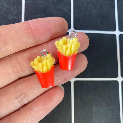 10pcs/pack Cute 3D Small Potato Chips Resin Charms Double Sided Potato Chips Food Pendants For Earring Keychain Jewelry Make DIY