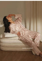 High Quality Light Luxury Ice Silk Pajamas Women's Pajama Spring and Autumn Style Long Sleeve Home Set Nightwear Sleepwear