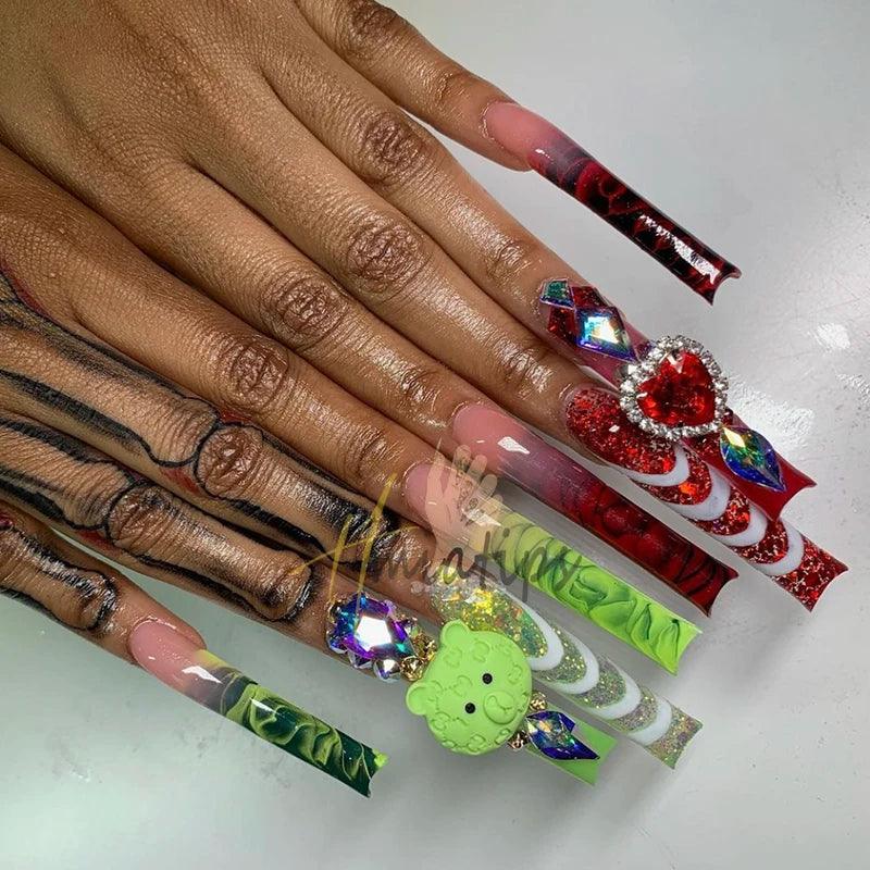 10PCS Cute Dopamine Wearing Resin Cartoon Rabbit Handmade Bear Kawaii Accessories Manicure Tool Acrylic Press On Nails - HighGloss Shop