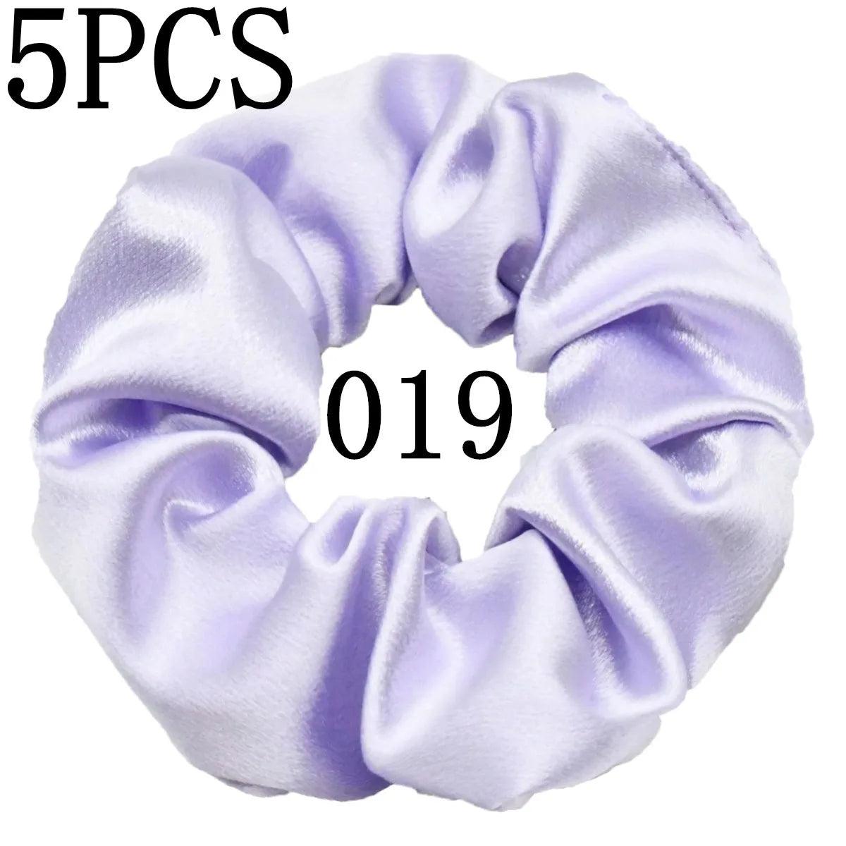 10/5pcs/lot Accessoires Women Girls Silky Satin Hair Scrunchies Solid Elastic Elegant Rubber Band Headwear Holder Scrunchy Black