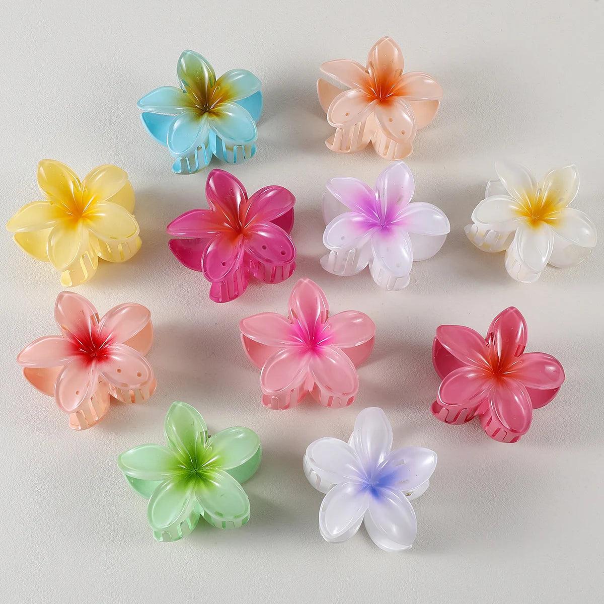 2Pcs Fashion Flower Hair Claw Clip Women Girls Shark Hair Claws Hairpin Barrettes Beach Ponytail Crab Clip Hair Accessories