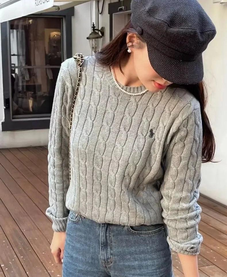 Couple's boutique high-end embroidered knitted women's cashmere sweater round neck men's pullover long sleeved new cashmere swea