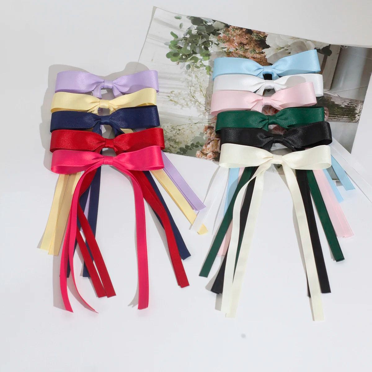 Lystrfac Fashion Fabric Ribbon Hair Bow Hairpin for Women Girls Hair clips Back Head Top Clip Female Hair Accessories