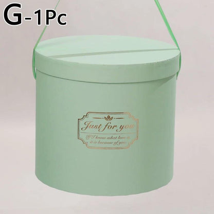 Round Floral Boxes Flower Packaging Paper Bag Gift Storage Box Snacks Candy Packaging Box With Lid Lanyard