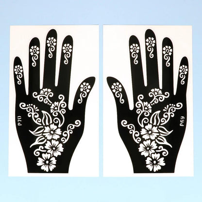 2pcs Henna Tattoo Stencils Templates For Women Temporary Tattoo Indian Fashion Flower Wedding Tattoo Supplies For DIY Body Art