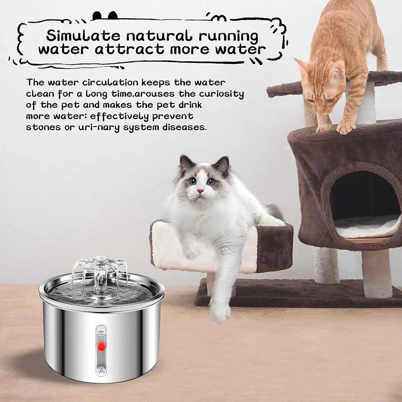 2L Stainless Steel Automatic Pet Water Dispenser Fountain For Cats And Dogs Drinking Bowl Easy To Clean Multiple Pets Supplies - HighGloss Shop