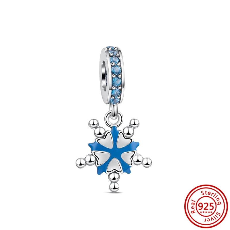 925 Silver Christmas Tree Socks Hat Santa Claus Elk Deer Snowflake Winter Beads Fit Pandora Charm Bracelet Christmas DIY Jewelry