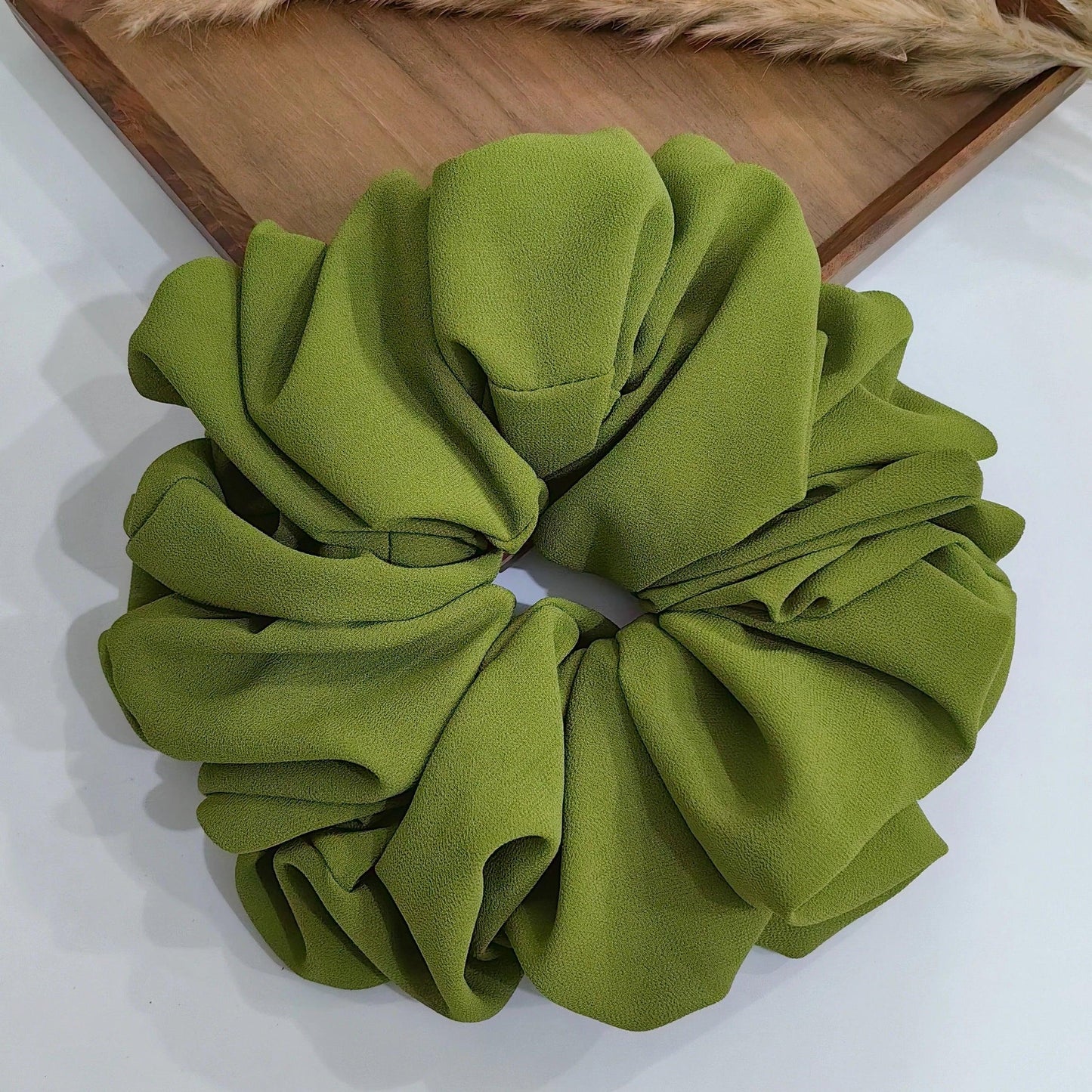 Big Size Chiffon Scrunchies For Muslim Women Custom Elastic Volumizing Oversized Neat stitching Malaysian Bunch Hair Tie