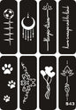 Reusable Henna Tattoo Stencils Totem Rose Slogan Wolf Airbrush Glitter Tattoo Stencil Templates for Arm Wrist Body Painting Art