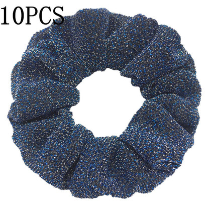 10pc Girls Sparkly Sequins Scrunchies for Hair Eleastic Scrunchy Ties Ropes Ponytail Holders Rubber Bands Shinny Bling for Women