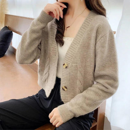 Women Cardigan Sweaters Button Knitwear Fall Winter Fashion Long Sleeve V-neck Knitted Jackets Tops Casual Female Sweater Coats