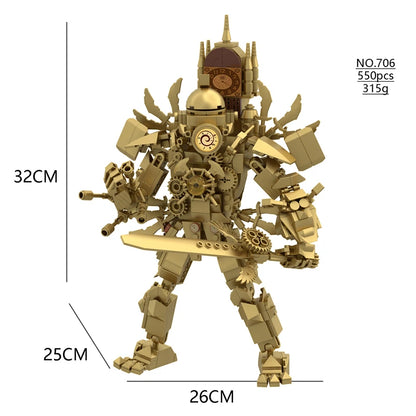 3.0 Titan Clock Man Creative Skibidi Toilet Building Blocks Set Red Drill Man TV Monitor Model DIY Bricks Toys For Boy Xmas Gift