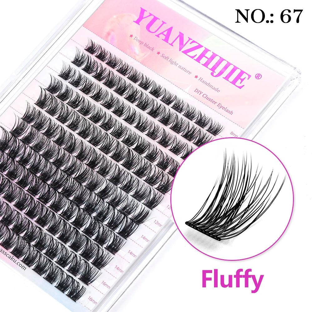 YUANZHIJIE DIY 120 PCS Cluster Lashes 3D Natural Bunch 8-16mm D Curl Segmented Beam Individual Mink Tufted Eyelash Fine Lash Tip