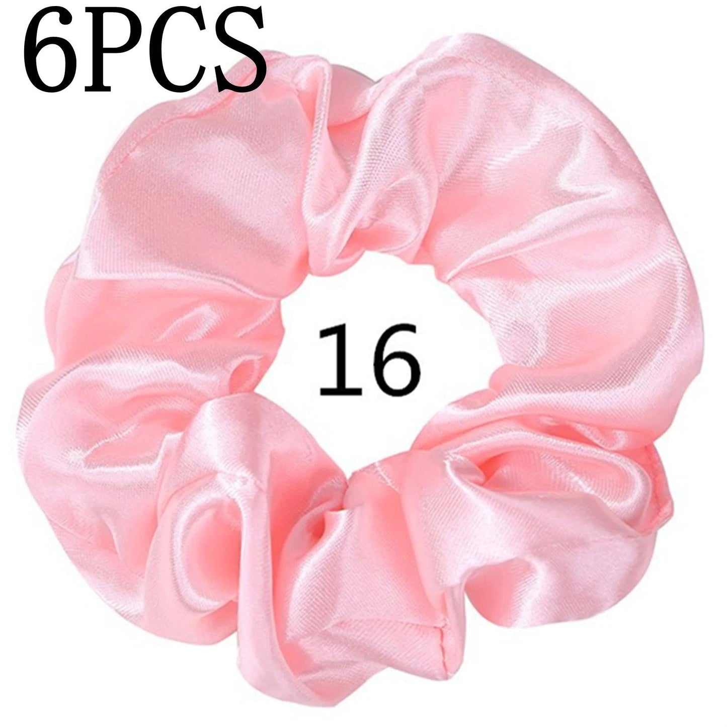 6pcs/lot Hair Scrunchies Bands Scrunchy Ties Ropes Ponytail Holder for Women or Girls Accessories Satin Headwear Solid Color Set