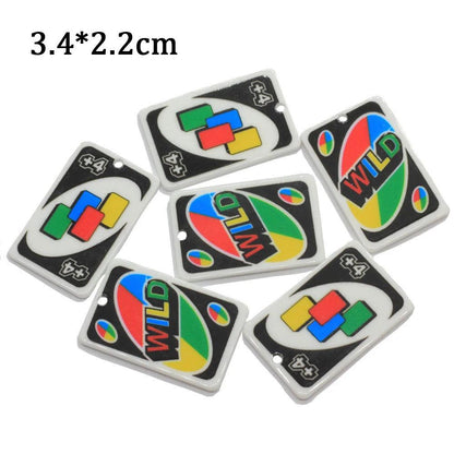 10pcs/pack Funny Board Game Acrylic Playing Cards Charms Double Sided Cartoon Earring Keychain Necklace Pendant Jewelry DIY