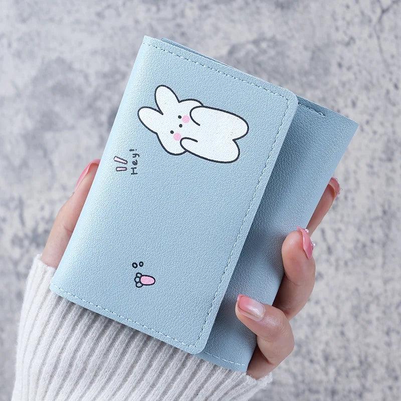 2024 Women Short Cute Small Wallet with Hasp ID Bank Card Holder for Student Girl Bag Coin Purse Ladies Wallets Cartoon Bag Pink