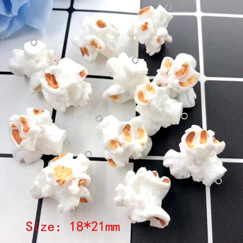 10pcs Cute Irregular Simulation Popcorn Resin Charms Cute Earring Charms Diy Crafts For Keychain Food Pendant Jewelry Make