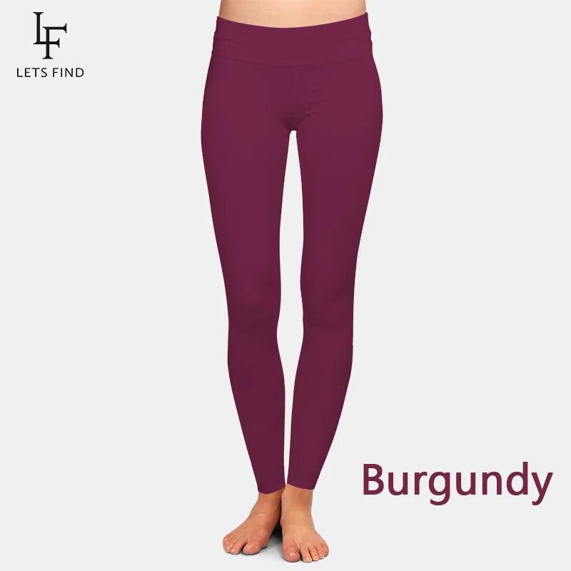 LETSFIND Women Solid Leggings Black Blue Grey wine red Colour High Waist Comfortable High Elasticity High Quality Full Leggings