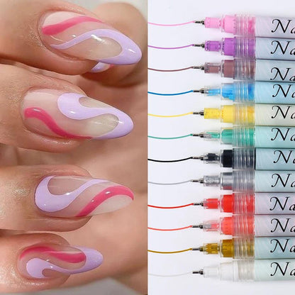 Nail Art Pen Set Drawing Graffiti Gel Pencil Plastic Waterproof Painting Liner Brush White Marker Pen Nail Manicure Decoration T