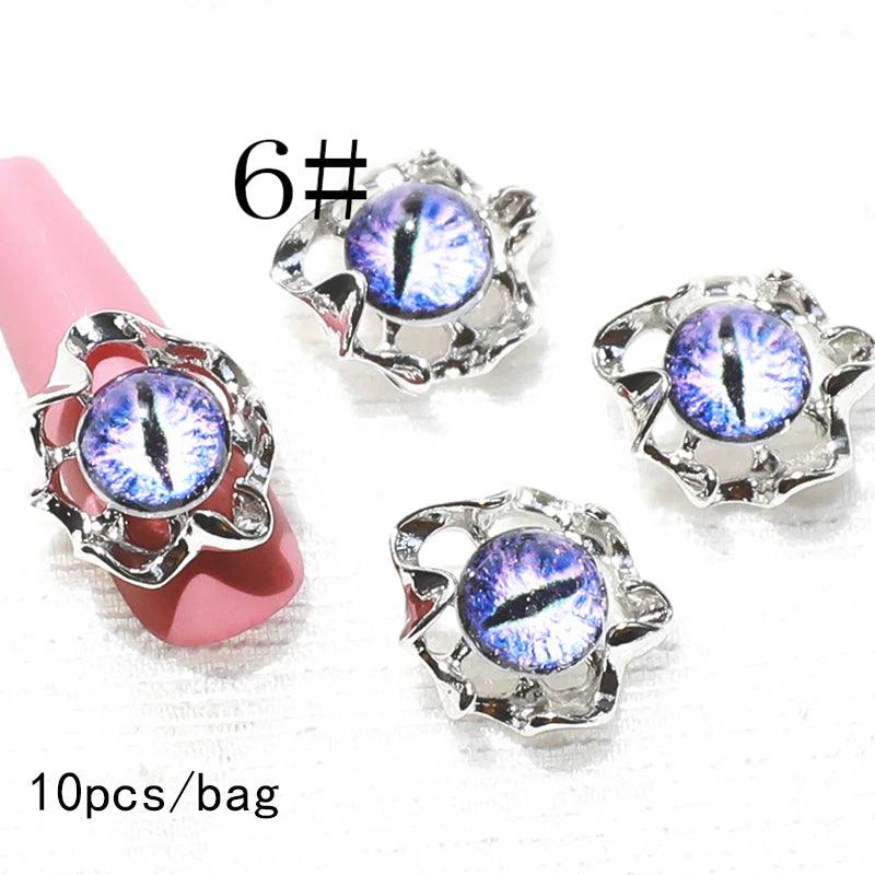 3D Halloween Evil Eye Design Nail Charm Fashionable Mixed Color Eyes Decorations Gems Glitter Acrylic DIY Shinning Jewelry