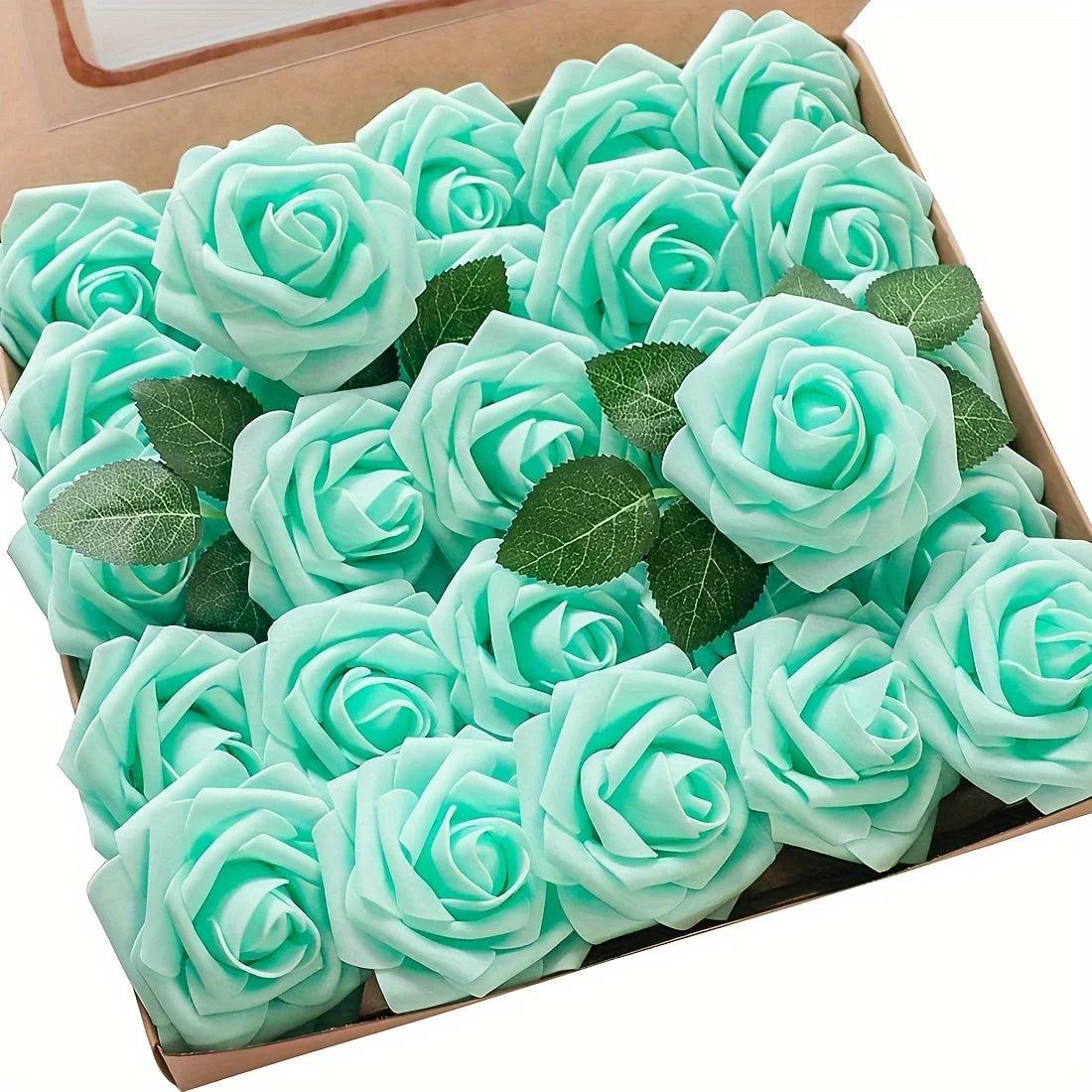 25pcs Artificial Flowers, Fake Flowers Roses  W/stem For DIY Wedding Bouquets Centerpieces Arrangements Party Home Decorations