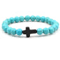 Men Natural Stone Bead Cross Bracelet Onyx Meditation Bracelet Women Yoga Jewelry Homme Pulser Lava Turquoise Beaded Bracelets