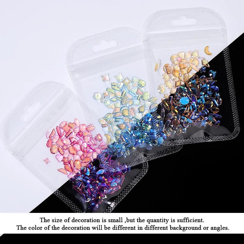 Aurora Irregular Crystal Rhinestones Nail Charm Mixed-Size Resin Flatback Jewelry Gems Stone Parts Manicure Nail Art Decorations