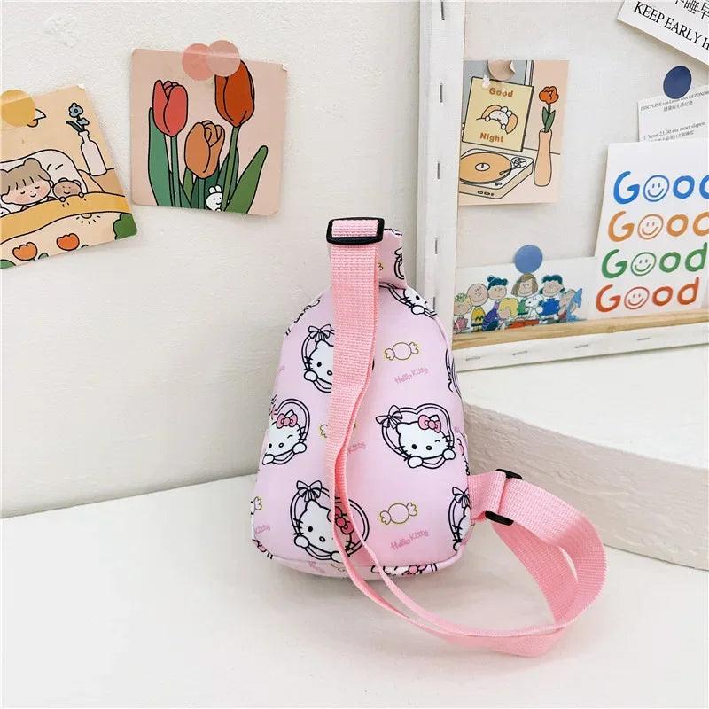 Kawaii Sanrio Hello Kitty Chest Bag Crossbody Bags Kuromi My Melody Cinnamoroll Messenger Shoulder Handbag for Women Toys Girls