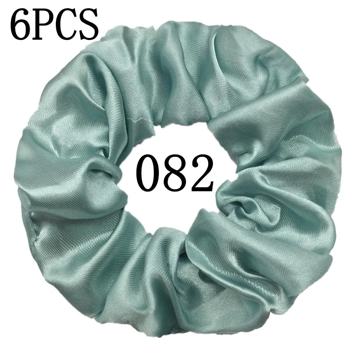 6pcs/lot Hair Scrunchies Bands Scrunchy Ties Ropes Ponytail Holder for Women or Girls Accessories Satin Headwear Solid 100 Color